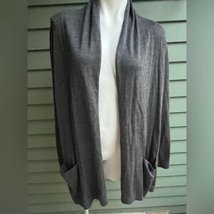 Talbots Merino Wool Charcoal Gray Open Front Women's Sweater